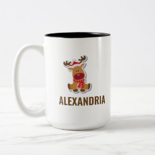 Custom niedlich Rudolph Rentier Weihnachtsmann Cla Zweifarbige Tasse