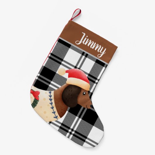 Custom niedlich rustikalen schwarzen Hund Xmas kar Kleiner Weihnachtsstrumpf (Vorderansicht (hängend))