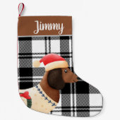 Custom niedlich rustikalen schwarzen Hund Xmas kar Kleiner Weihnachtsstrumpf (Vorderseite)