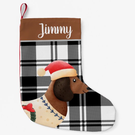 Custom niedlich rustikalen schwarzen Hund Xmas kar Kleiner Weihnachtsstrumpf (Vorderseite)