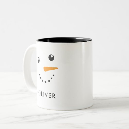 Custom Niedlich Snowman Face Tasse (Vorderseite Links)