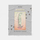 Custom Niedlich Soft Grau Peach Meerkat Baby Name Fleecedecke (Vorderseite)