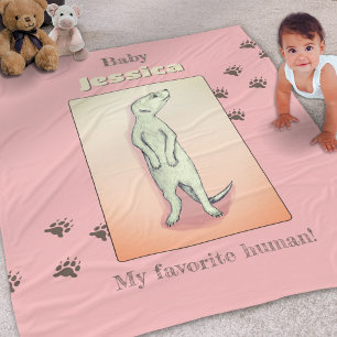 Custom Niedlich Soft Pink Peach Meerkat Baby Name Fleecedecke