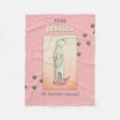 Custom Niedlich Soft Pink Peach Meerkat Baby Name Fleecedecke (Vorderseite)