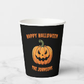 Custom Niedlich Spooky Pumpkin glücklich Halloween Pappbecher (Rückseite)