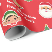 Custom Niedlich Sticker Red Santa Elf Frohe Weihna Geschenkpapier (Rolleneckpunkt)