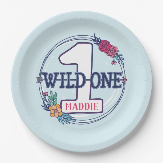 Custom Niedlich Teepee Boho Tribal Erster Geburtst Pappteller (Vorderseite)