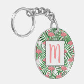 Custom Niedlich Tropical Pink Flamingo Kunst, Dich Schlüsselanhänger (Vorderseite links)