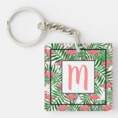 Custom Niedlich Tropical Pink Flamingo Kunst, Dich Schlüsselanhänger (Vorderseite)