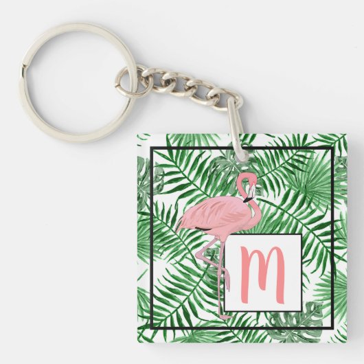 Custom Niedlich Tropical Pink Flamingo Kunst, Dich Schlüsselanhänger (Vorderseite)
