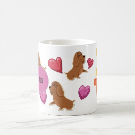 Custom Niedlich Valentine's Day Dackel Hund Lover Kaffeetasse (Mittel)