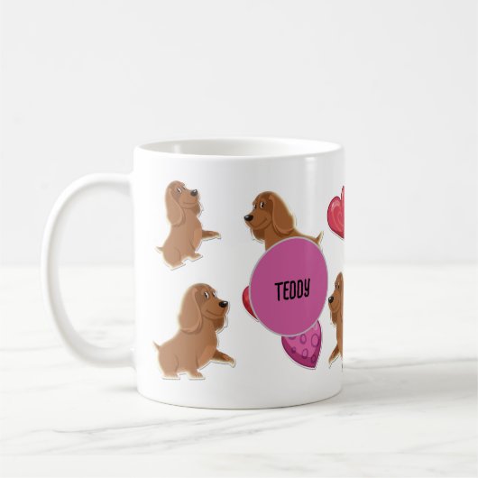 Custom Niedlich Valentine's Day Dackel Hund Lover Kaffeetasse (Links)