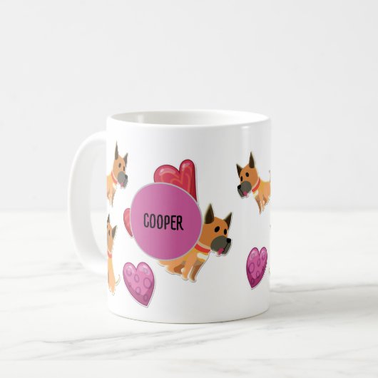 Custom Niedlich Valentine's Day Great Dane Hund Lo Kaffeetasse (Vorderseite Links)