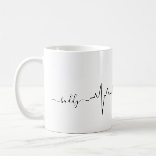 Custom Niedlich Valentine's Day Theme Heartbeat Hu Kaffeetasse (Links)
