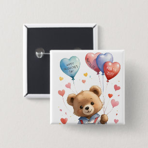 Custom Niedlich Watercolor Teddy Bären Valentinsta Button