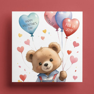 Custom Niedlich Watercolor Teddy Bären Valentinsta Feiertagskarte