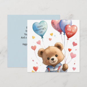 Custom Niedlich Watercolor Teddy Bären Valentinsta Feiertagskarte