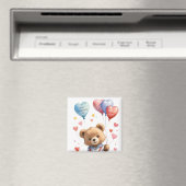 Custom Niedlich Watercolor Teddy Bären Valentinsta Magnet (In Situ (Geschirrspüler))