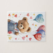 Custom Niedlich Watercolor Teddy Bären Valentinsta Puzzle (Horizontal)