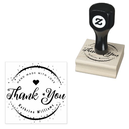 CUSTOM | NIEDLICHER HERZELEGANT DANKEN SIE RUBBER  GUMMISTEMPEL (Stempel)