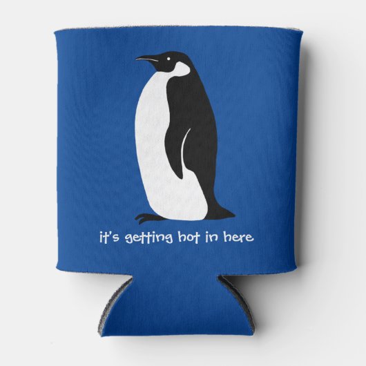 CUSTOM Niedlicher Pinguin Hot in Here Blue Schwarz Dosenkühler (Vorderseite)