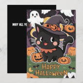 Custom Night Happy Halloween Feiertagskarte (Vorne/Hinten)