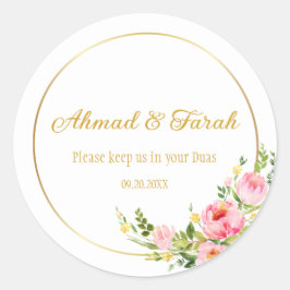 Custom Nikkah Shaadi Islamic Wedding Floral Runder Aufkleber