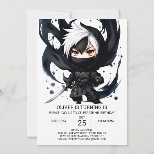 Custom Ninja Adventure Birthday Einladung (Vorderseite)