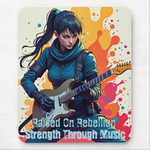 Custom Ninja Girl Gitarrist Art Inspiration Mousepad