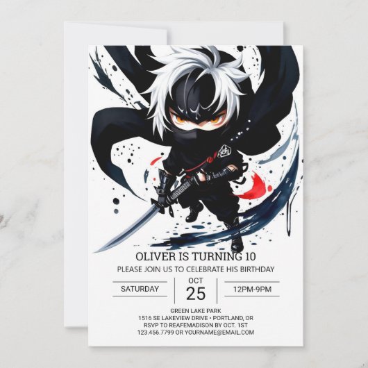 Custom Ninja Martial Arts Geburtstag Einladung (Vorderseite)