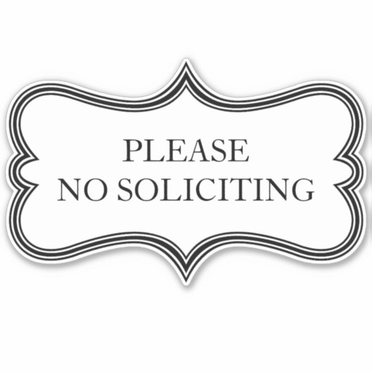 Custom "NO SOLICITING" Verziert Vinyl Sticker (Vorderseite)