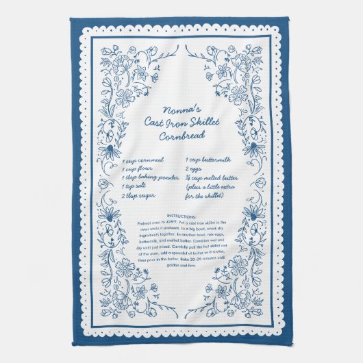 Custom Nonna’s Recipe Keepsake Tea Towel Geschirrtuch (Vertikal)