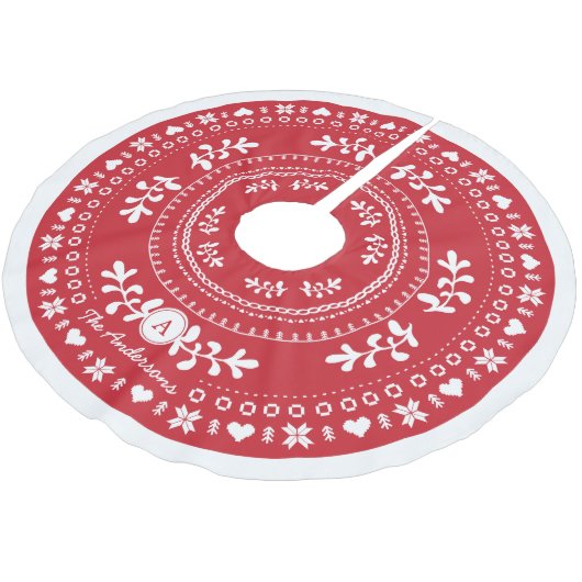 Custom Nordic Christmas Tree Skirt Polyester Weihnachtsbaumdecke (Schrägansicht)