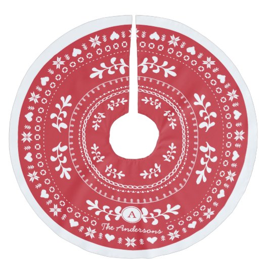 Custom Nordic Christmas Tree Skirt Polyester Weihnachtsbaumdecke (Vorderseite)