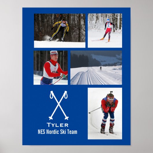 Custom Nordic Cross Country Ski Foto Collage Poster (Vorne)