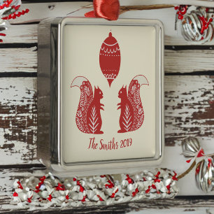 Custom Nordic Eichhörnchen Platz Weihnachtsschmuc Ornament Aus Metall