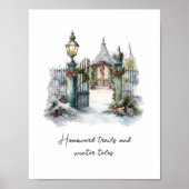 Custom Nordic Snow Green Winter Scene Wasserfarbe Poster (Vorne)