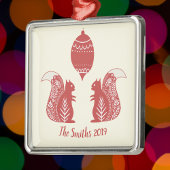 Custom Nordic Squirrels Square Weihnachtsdekoratio Ornament Aus Metall