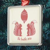 Custom Nordic Squirrels Square Weihnachtsdekoratio Ornament Aus Metall