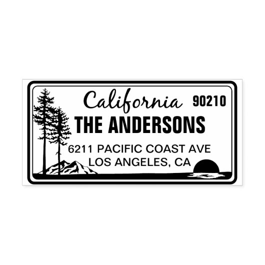 Custom North California License Plate Address Permastempel (Design)