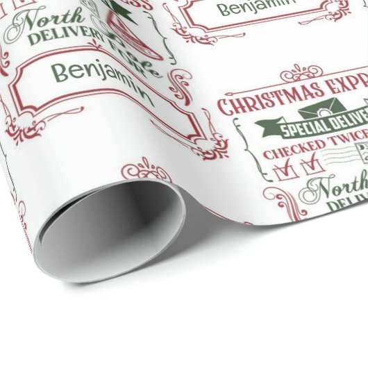 Custom North Pole Christmas Express Geschenkpapier (Rolleneckpunkt)