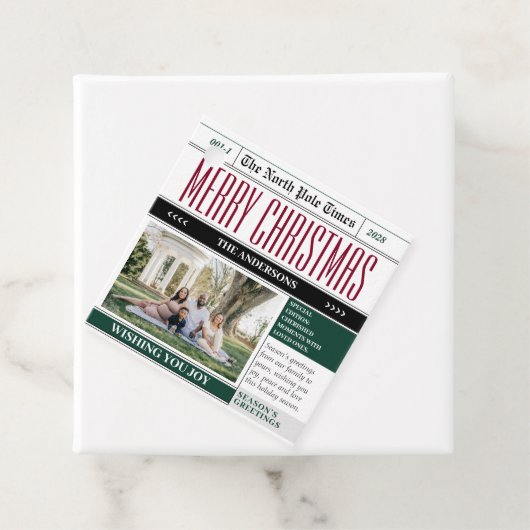 Custom North Pole Newspaper Weihnachtsfest-Foto Geschenkanhänger (Beispiel)