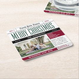 Custom North Pole Newspaper Weihnachtsfest-Foto Rechteckiger Pappuntersetzer