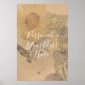 CUSTOM Nostalgic Sunflower & Bird Art Print  Poster (Vorne)