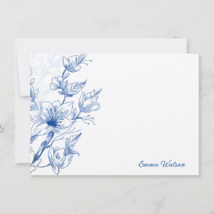 Custom Note Card Blue Magnolia Mitteilungskarte