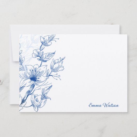 Custom Note Card Blue Magnolia Mitteilungskarte (Vorderseite)