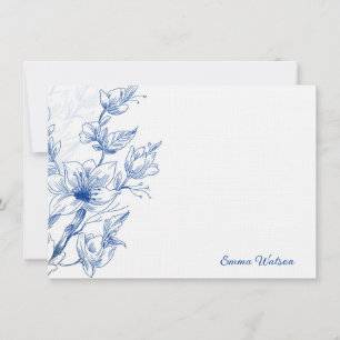 Custom Note Card Blue Magnolia Mitteilungskarte
