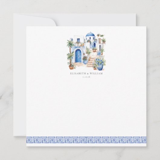 Custom Note Card Santorini Hochzeit Mitteilungskarte (Vorderseite)