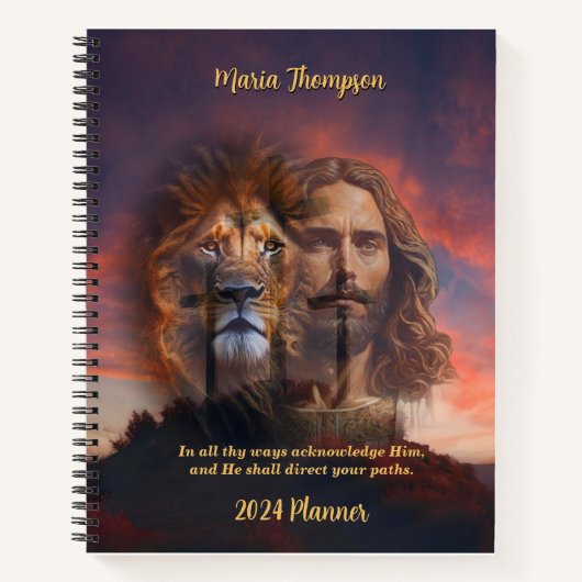 Custom Notebook Jesus Lion Sunset Cross Hintergrun Notizblock (Vorderseite)