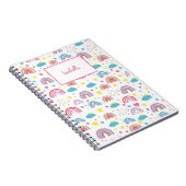 Custom Notebook With Name Rainbow Design for Girls Notizblock (Rechte Seite)